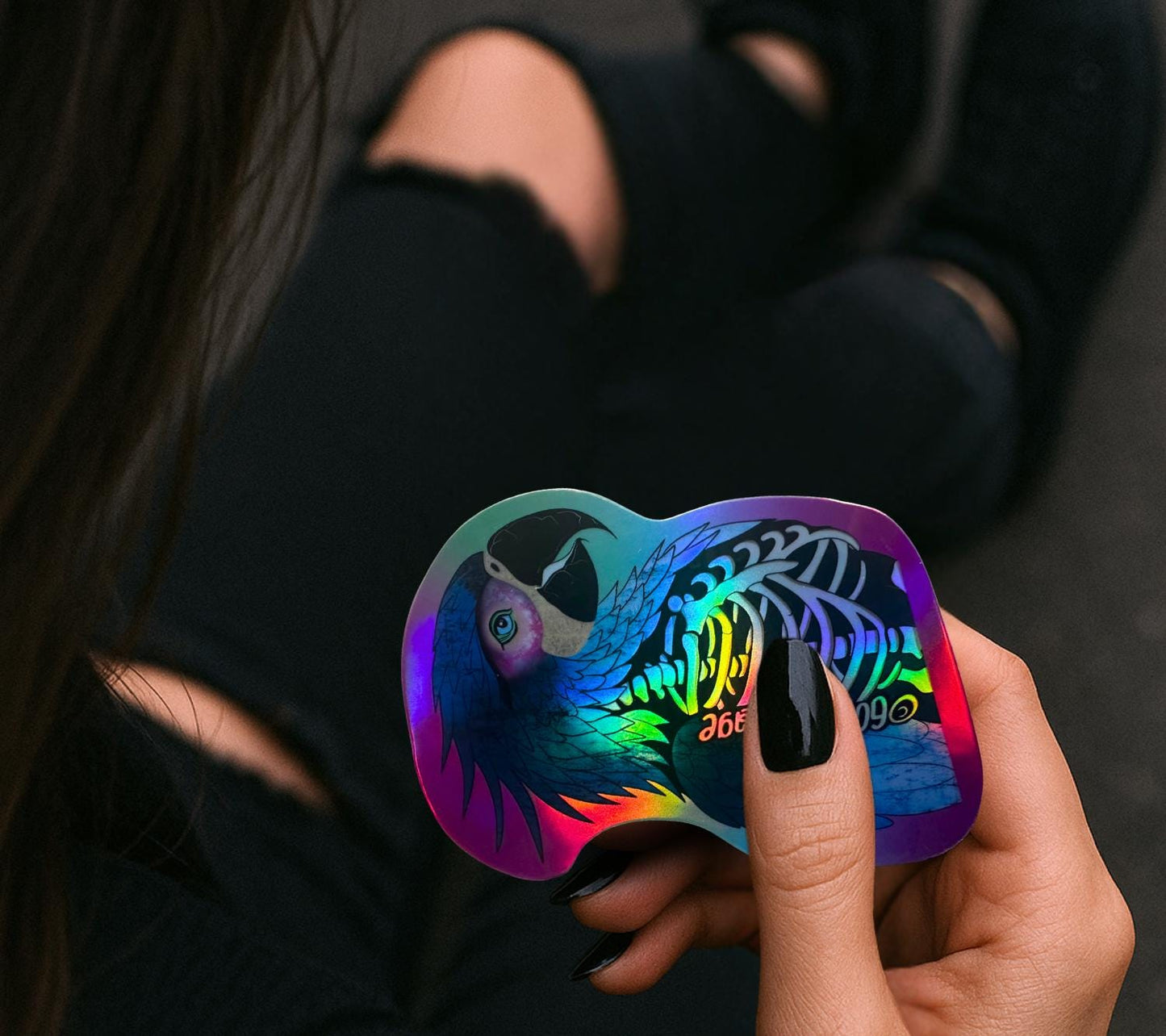 Skeleton Parrot Waterproof Sticker – Goth Bird Vinyl Decal