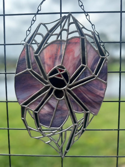 Black Widow Spider Stained Glass — Gothic Suncatcher for Horror Home Decor