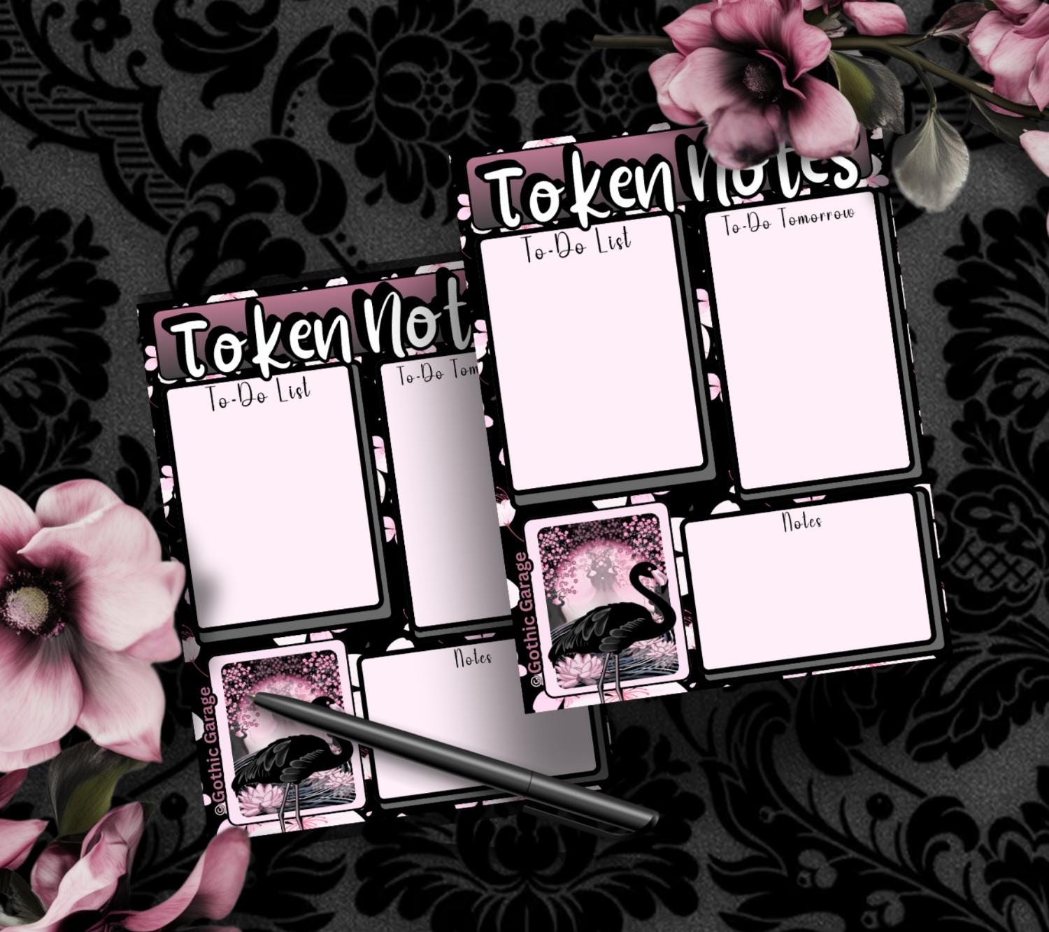 Gothic Black Flamingo Notepad – To-Do List & Alternative Stationery