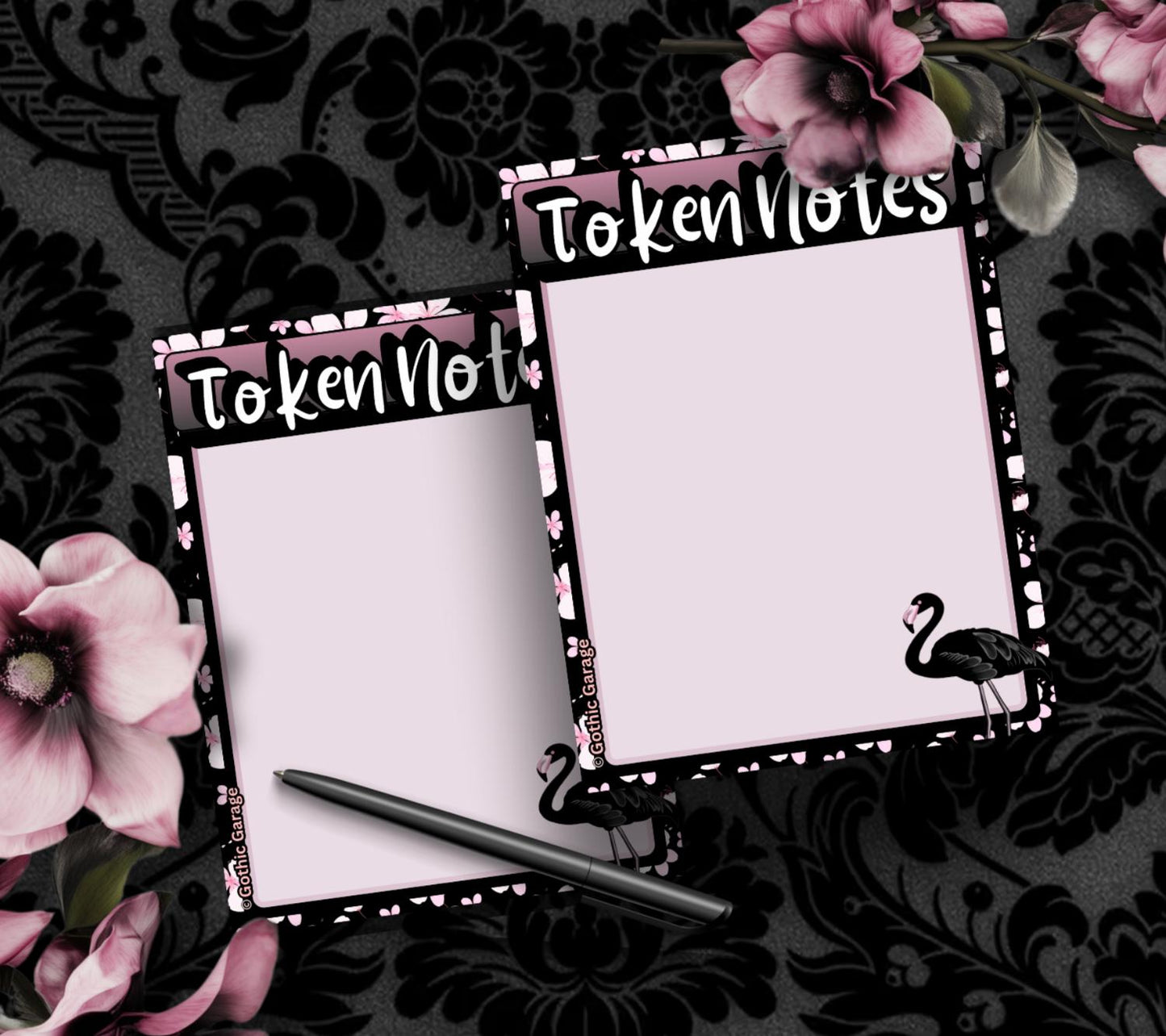 Gothic Black Flamingo Blank Notepad – Memo Notes & Alternative Stationery