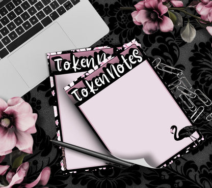 Gothic Black Flamingo Blank Notepad – Memo Notes & Alternative Stationery