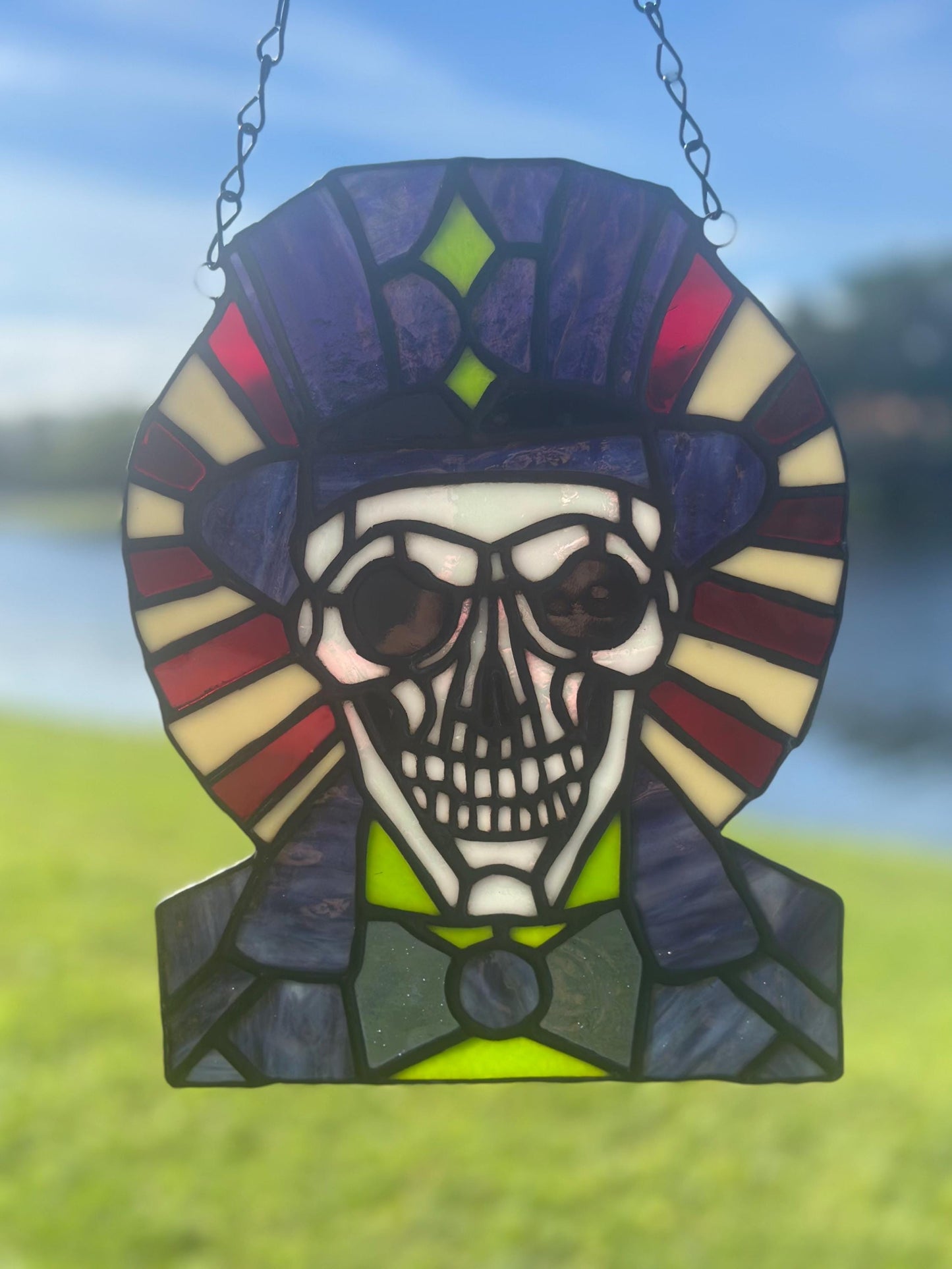 Dark Carnival Ringmaster Stained Glass – Gothic Skull Window Art for Horror and Circus Lovers