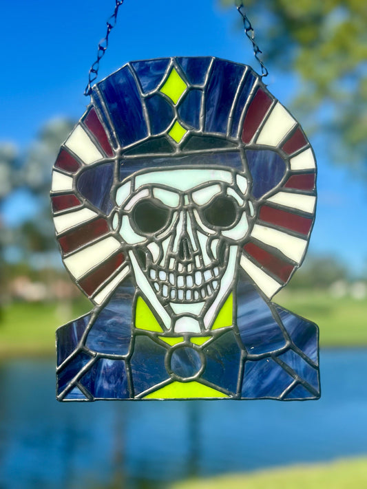 Dark Carnival Ringmaster Stained Glass – Gothic Skull Window Art for Horror and Circus Lovers