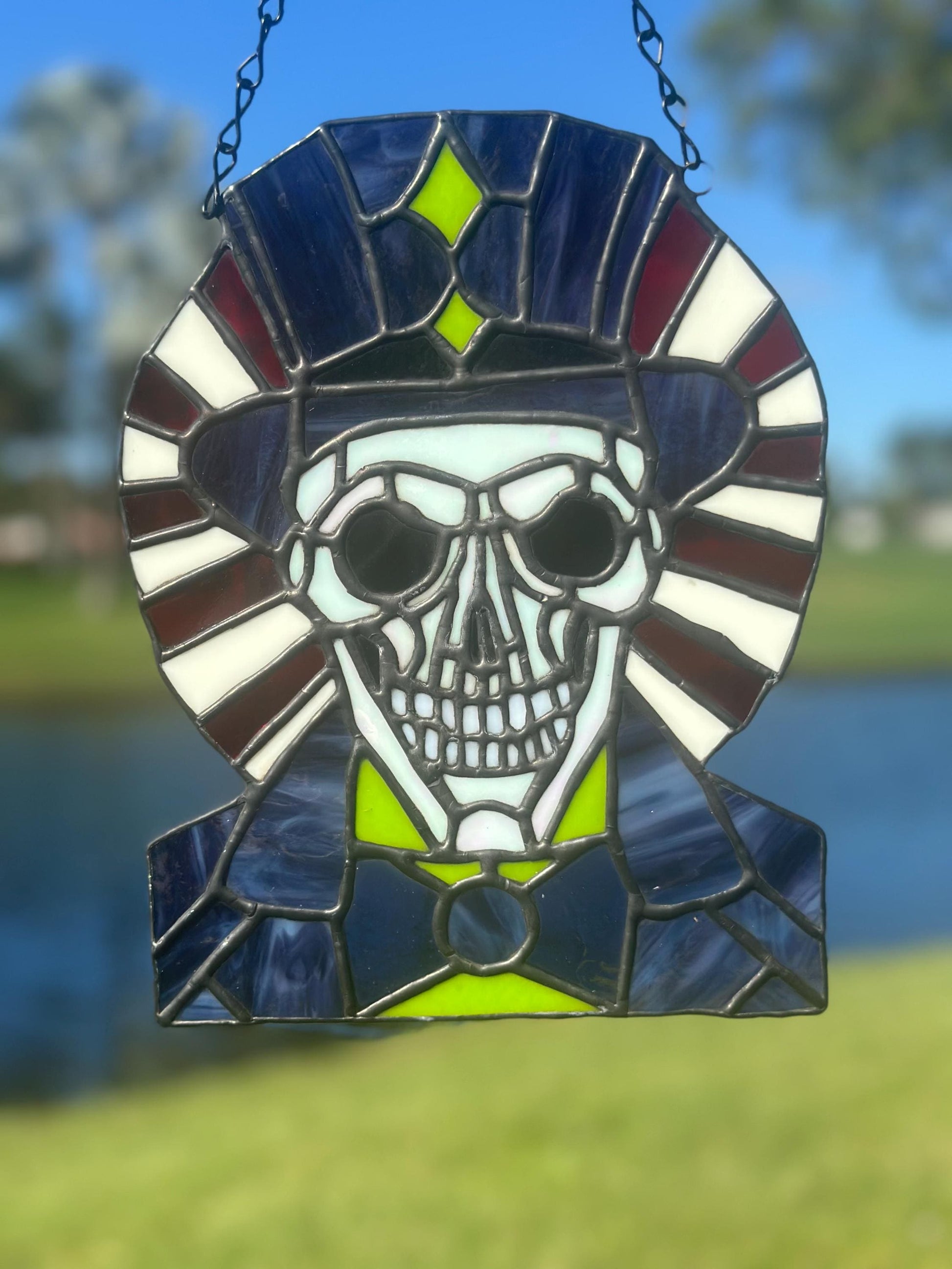 Dark Carnival Ringmaster Stained Glass – Gothic Skull Window Art for Horror and Circus Lovers