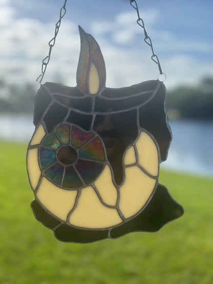 Melting Candle Eyeball Stained Glass – Gothic Horror Suncatcher for Alt Home Decor