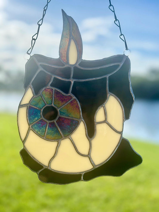 Melting Candle Eyeball Stained Glass – Gothic Horror Suncatcher for Alt Home Decor