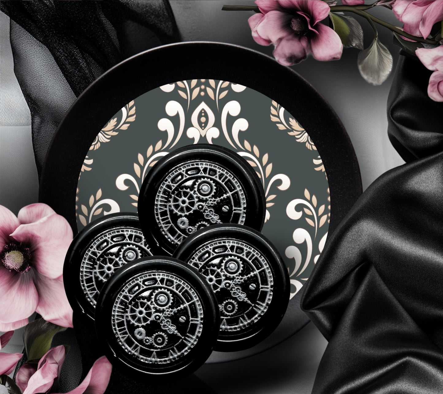 Steampunk Clockwork Wax Seals – Peel & Stick Gothic Stationery Accessory