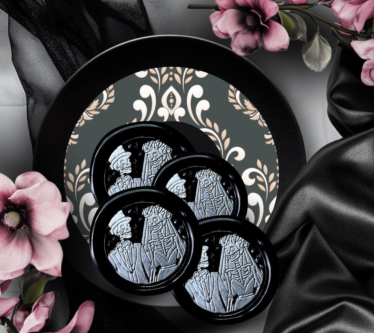 Skeleton Couple Wax Seals – Gothic Wedding Decorative Seals for Envelopes & Invitations