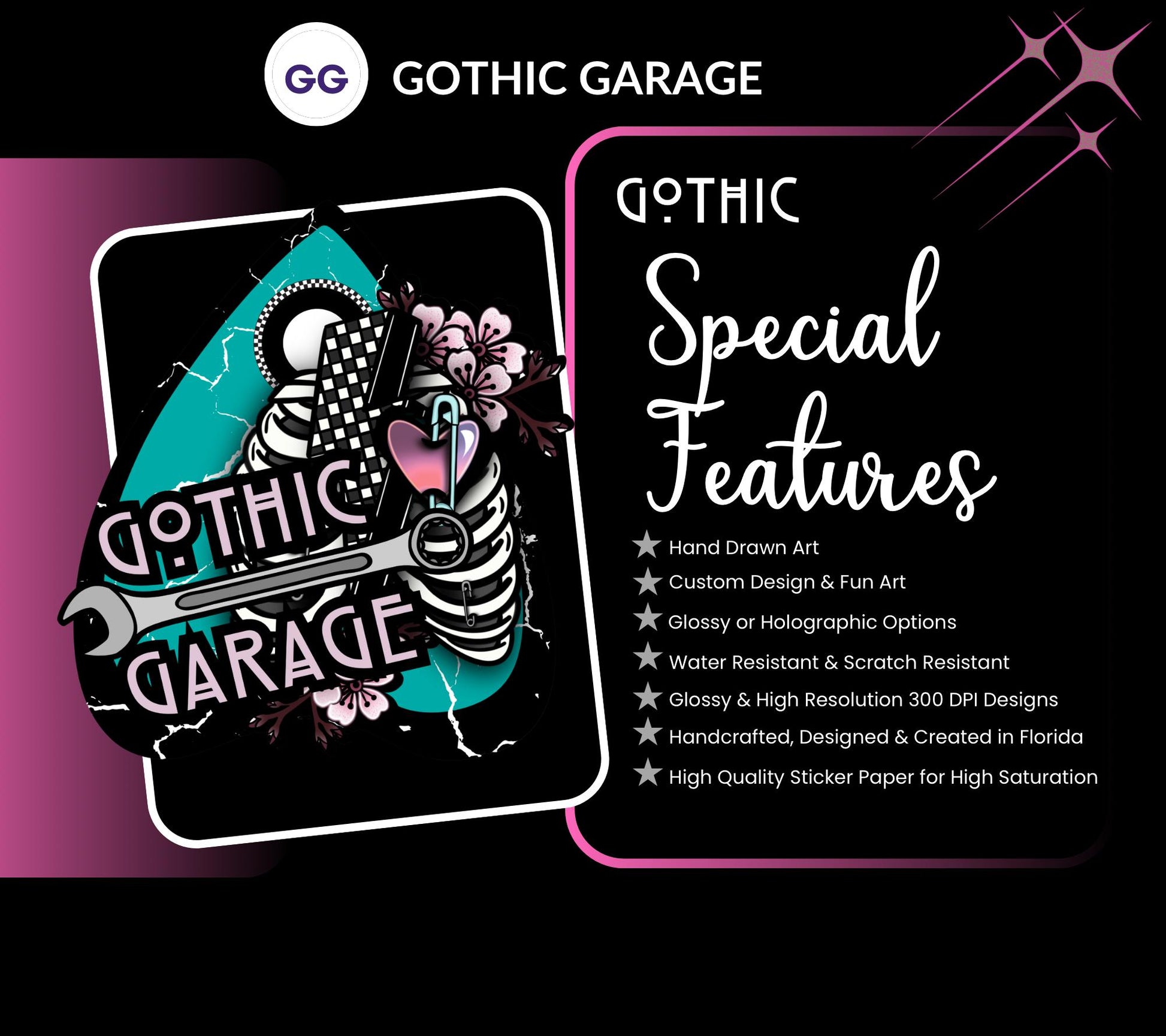 Goth Brunch Sticker Sheet – Caffeine, Chaos & Creepy Cuisine