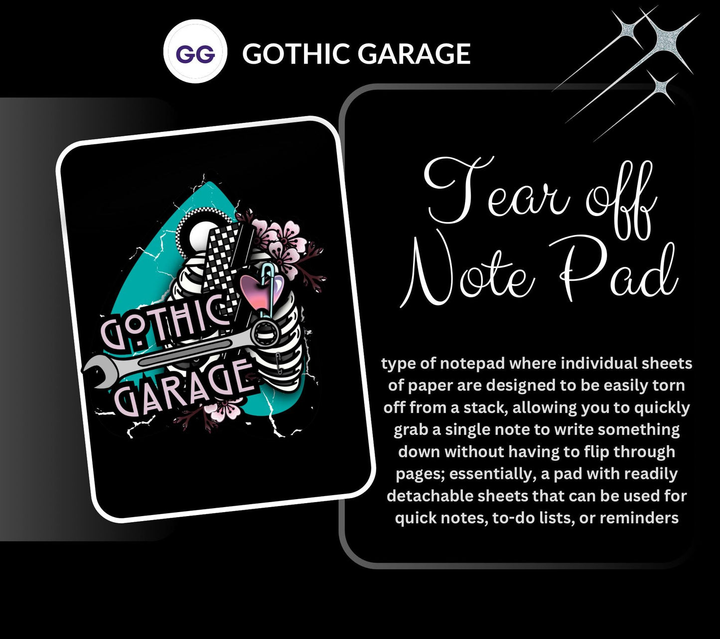 Gothic Study Tracker Notepad – Cute Pastel Skull Planner for Students & Procrastinators