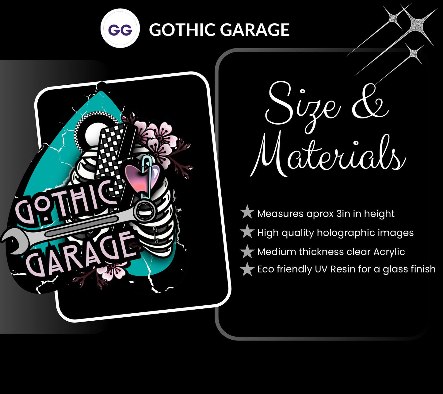 Gothic Black Flamingo Keychain: Holographic Acrylic Alt Accessory