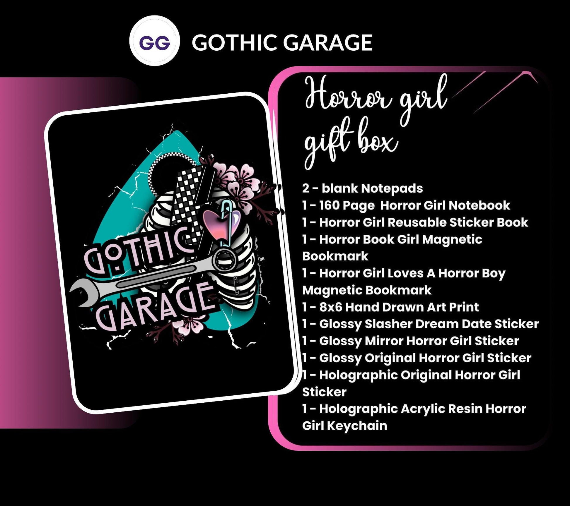 Horror Girl Gift Box – Gothic Stationery, Stickers, Notebooks & Alt Art Bundle