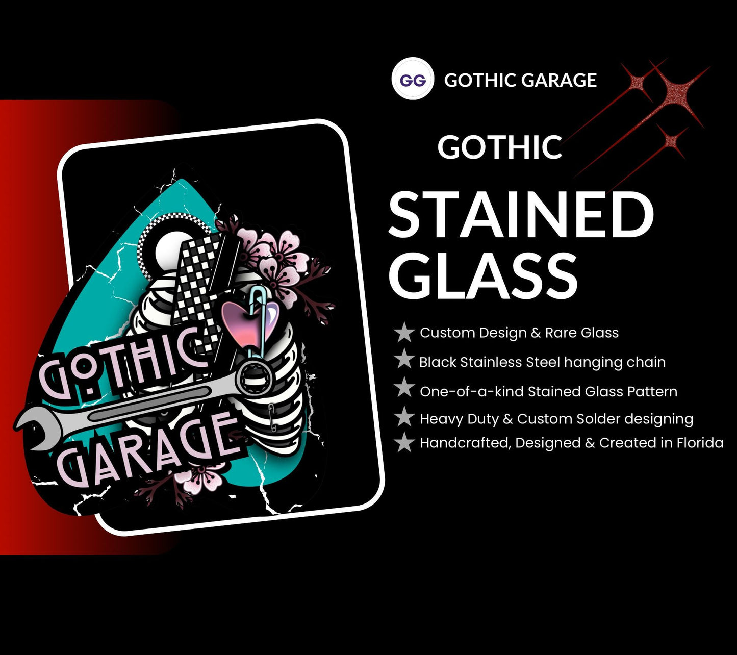 Christmas Ghost Stained Glass – Gothic Holiday Suncatcher, Creepy Cute Christmas Window Decor