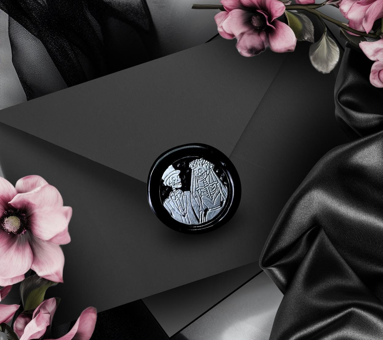 Skeleton Couple Wax Seals – Gothic Wedding Decorative Seals for Envelopes & Invitations
