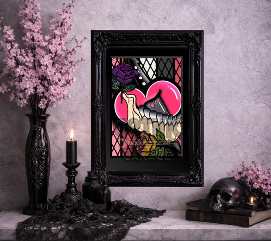Gothic Love Art Print – Signed Matted Dark Oddity Illustration