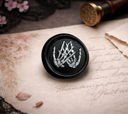 Skeleton Hand Wax Seal – Gothic Soy Wax Stamp Sticker, Hand-Poured for Letters, Invitations & Spooky Stationery
