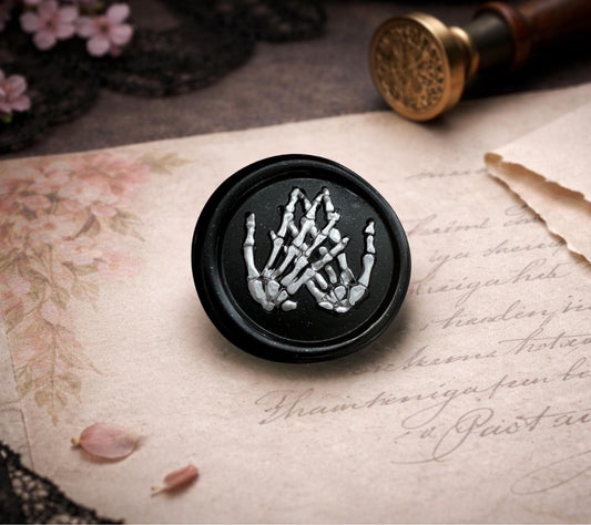 Skeleton Hand Wax Seal – Gothic Soy Wax Stamp Sticker, Hand-Poured for Letters, Invitations & Spooky Stationery