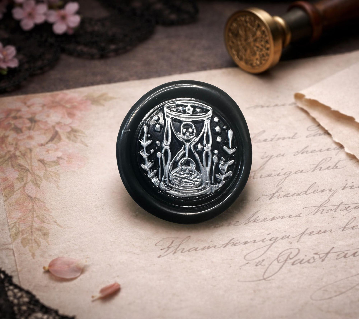Memento Mori Gothic Wax Seal – Hand Poured Adhesive Seals for Invitations, Journals & Gifts