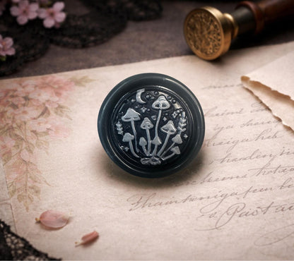 Mini Mushroom Wax Seal – Gothic Soy Wax Stickers for Invitations, Journals & Gifts