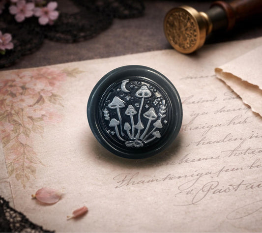 Mini Mushroom Wax Seal – Gothic Soy Wax Stickers for Invitations, Journals & Gifts