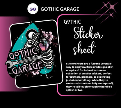 Gothic Witchy Oddities Sticker Sheet, Aesthetic Skulls, Mystical Moons & Plants - Perfect for Scrapbooking and Collecting