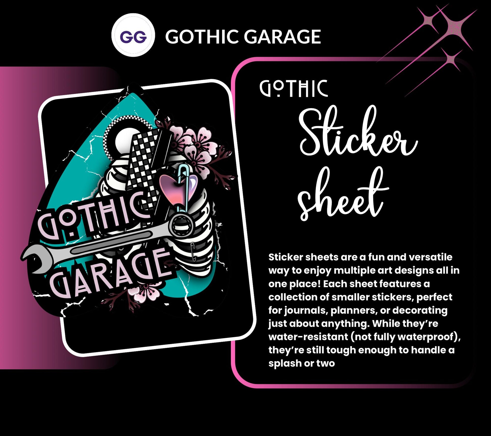 Gothic Spells Sticker Sheet, Perfect Goth & Witch Vibes Stickers, Budget Friendly Gifts for Goth Expression