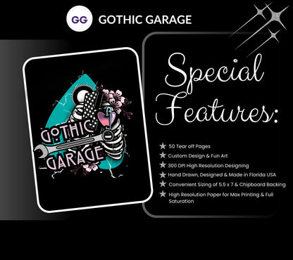 Gothic Study Tracker Notepad – Cute Pastel Skull Planner for Students & Procrastinators