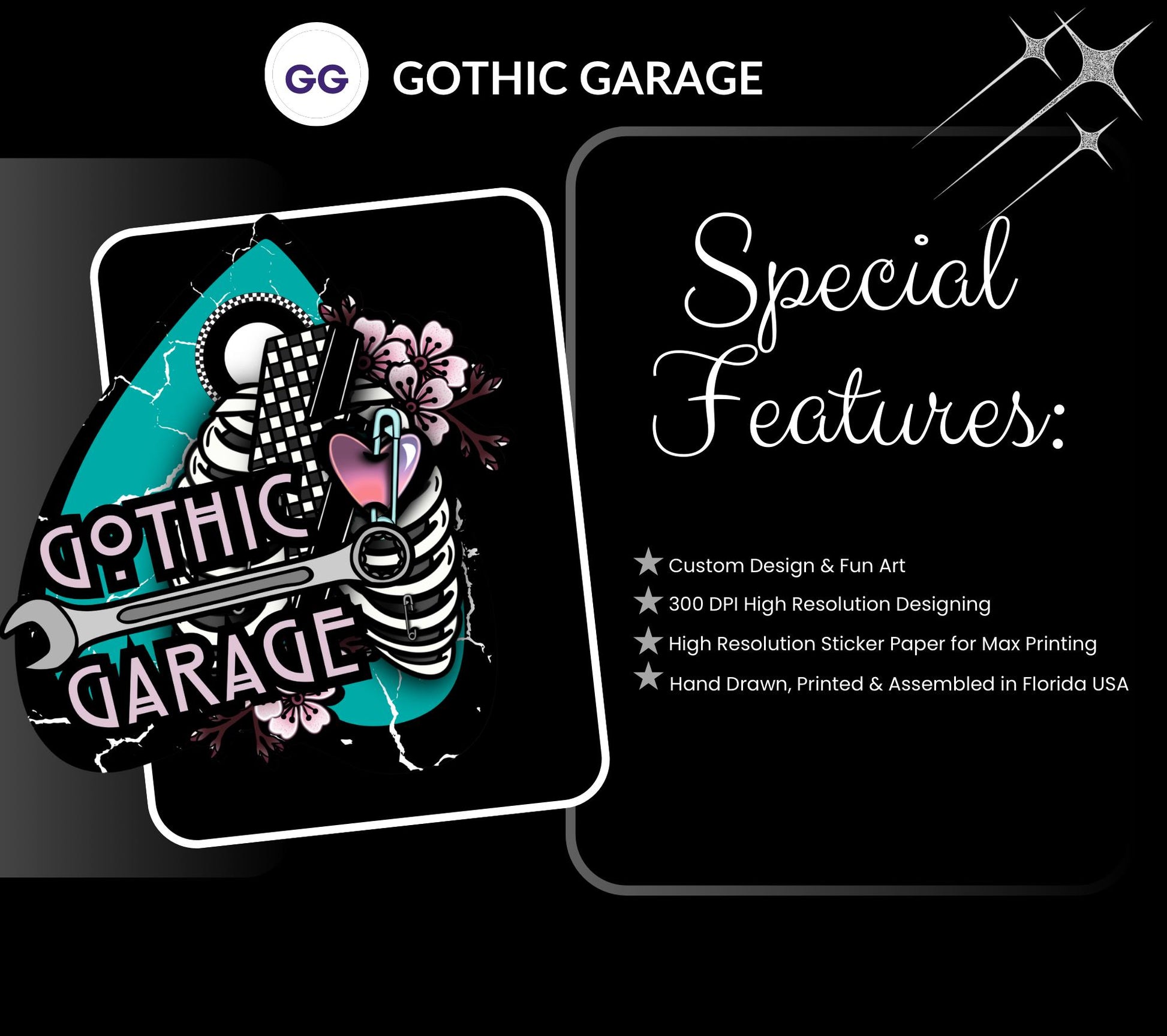 Gothic Black Flamingo Keychain: Holographic Acrylic Alt Accessory