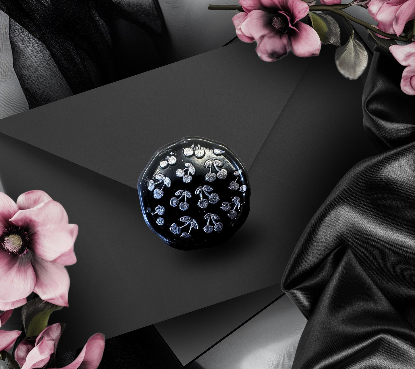 Punk Cherry Wax Seals – Gothic Black Peel and Stick Stationery