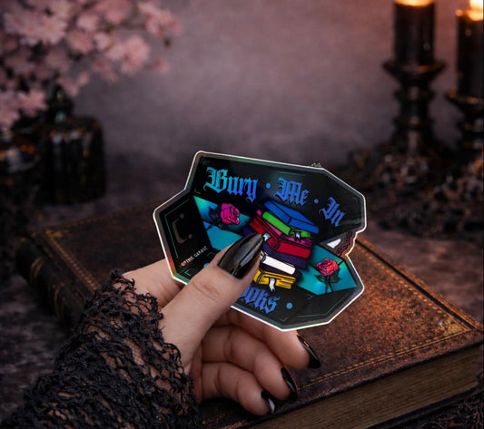 Gothic Book Nerd Coffin Sticker: Dark Academia Waterproof Vinyl