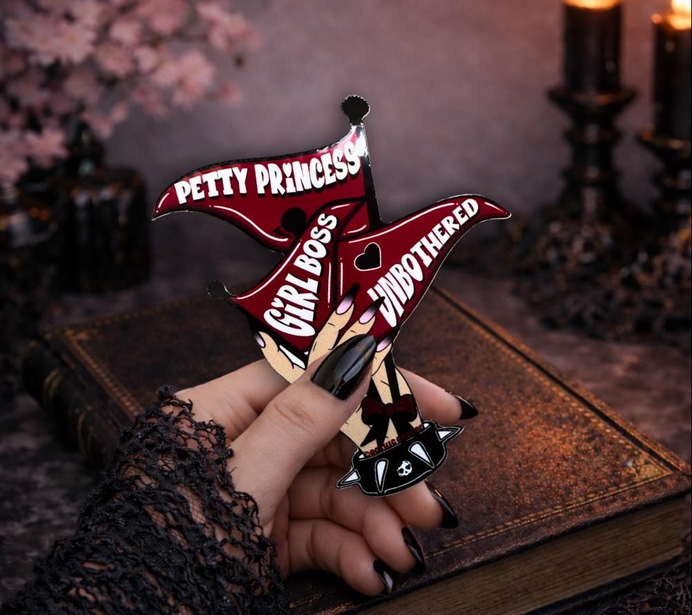 Red Flag Princess Gothic Sticker – Girl Boss Unbothered Spiked Collar Waterproof Decal