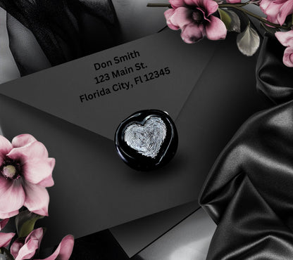 Fingerprint Heart Wax Seals – Gothic Black Peel and Stick Envelope Seals