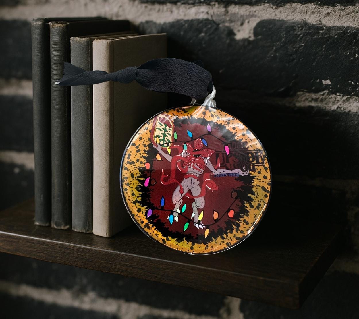 Upside Down Demogorgon Ornament, Gothic Horror Decor, Holographic Acrylic Hanging Art