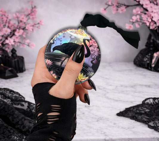 Black Flamingo Ornament – Gothic Tropical Decor for Creepy Christmas or Year-Round Display
