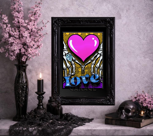 Skeleton Love Pop Art Print – Gothic Valentine’s Decor, ’Til Death Art, 8x6 or 11x14