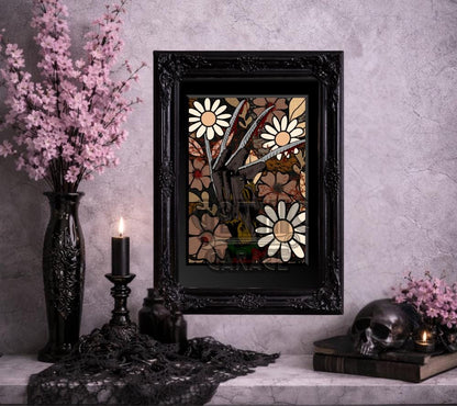 Horror Slasher Floral Art Print — Daisies & Claws Gothic Wall Décor