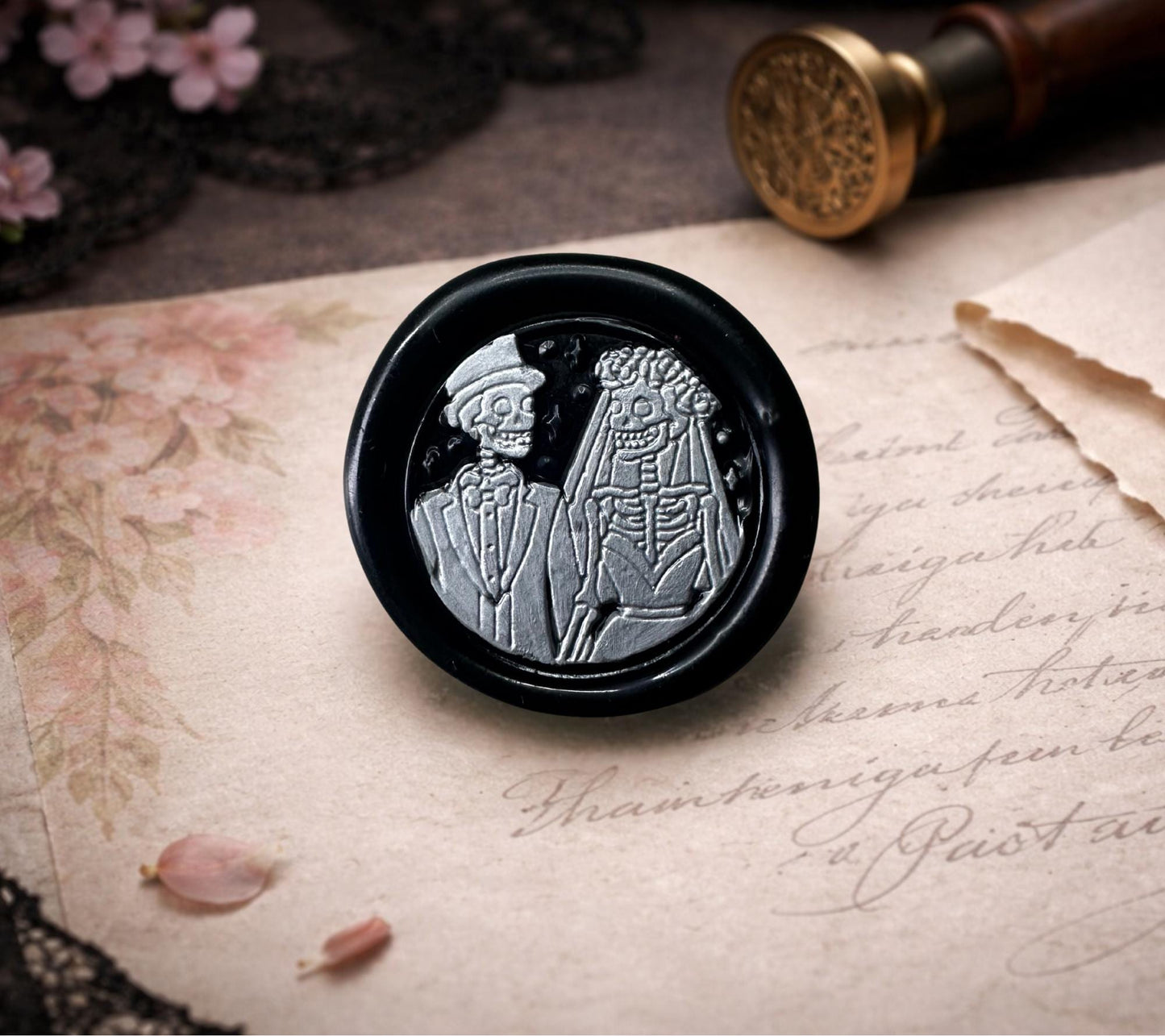 Skeleton Couple Wax Seals – Gothic Wedding Decorative Seals for Envelopes & Invitations