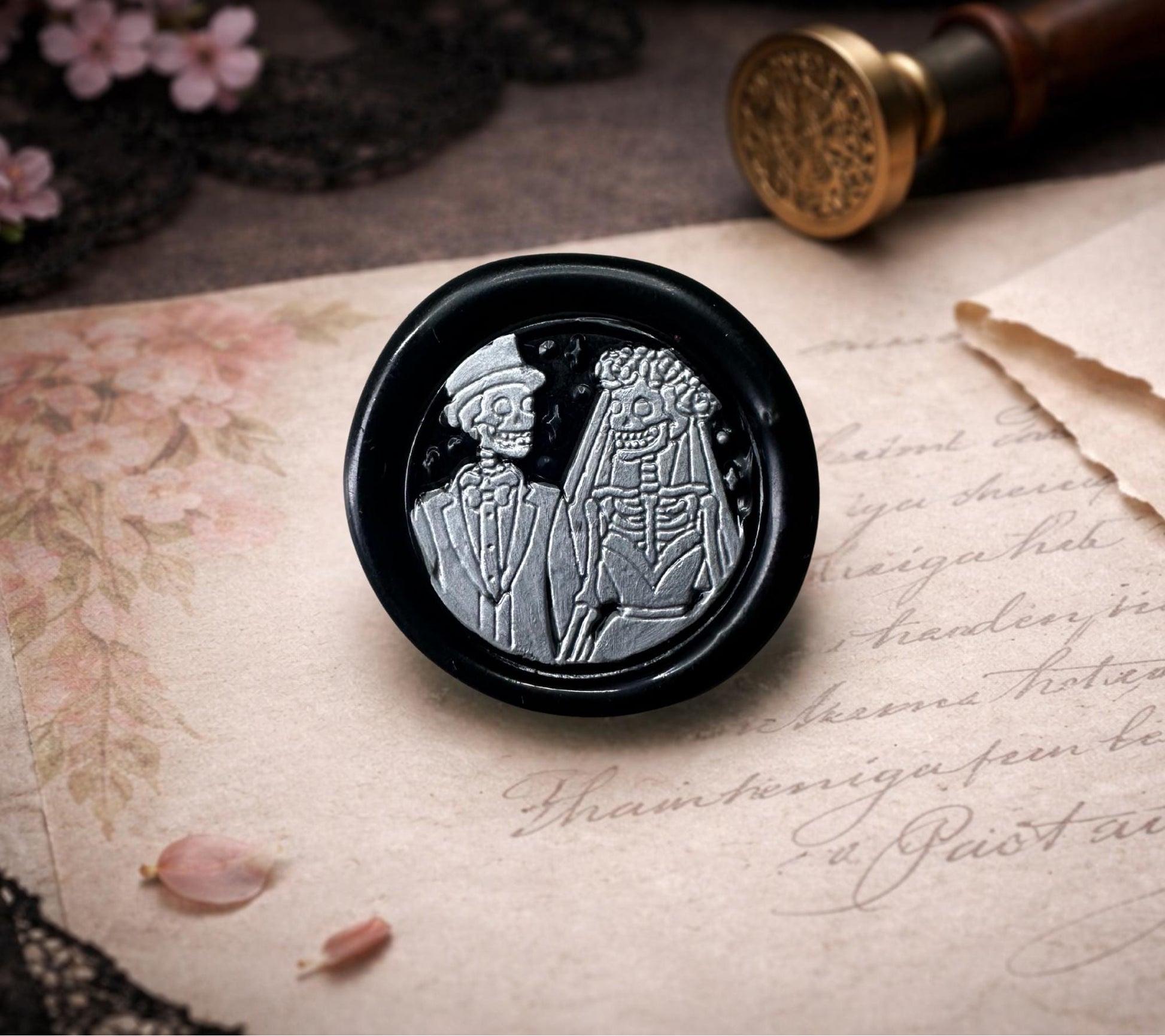 Skeleton Couple Wax Seals – Gothic Wedding Decorative Seals for Envelopes & Invitations