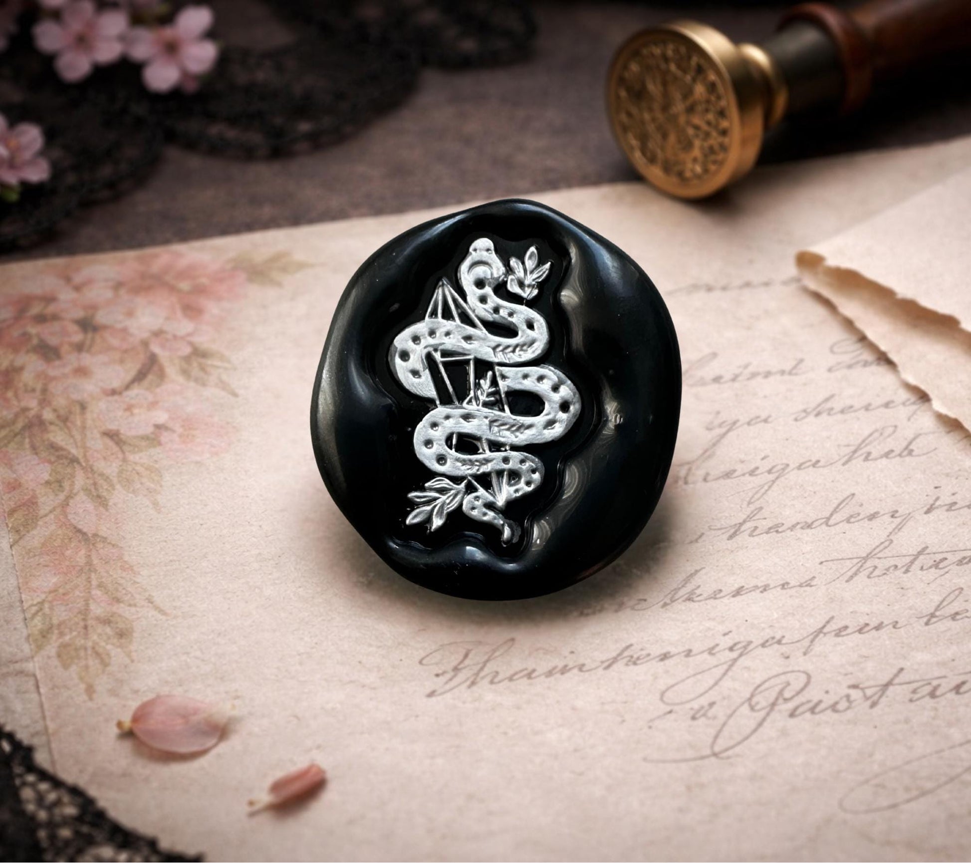 Snake & Crystal Wax Seals – Gothic Peel-and-Stick Envelope Seals