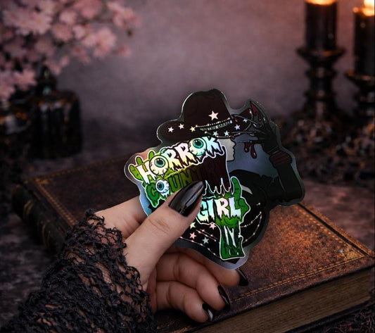 Horror Country Girl Waterproof Sticker: Gothic Western Cowgirl Art