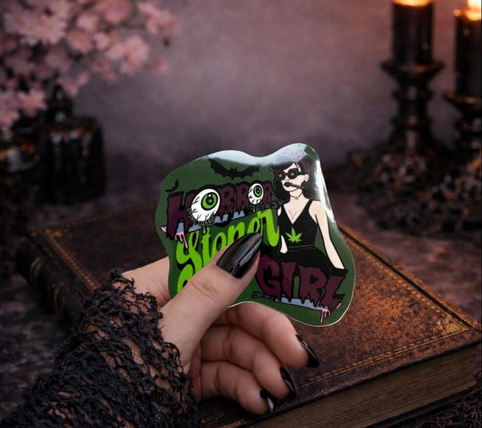 Horror Stoner Girl Waterproof Sticker – Vintage/Retro Gothic Design