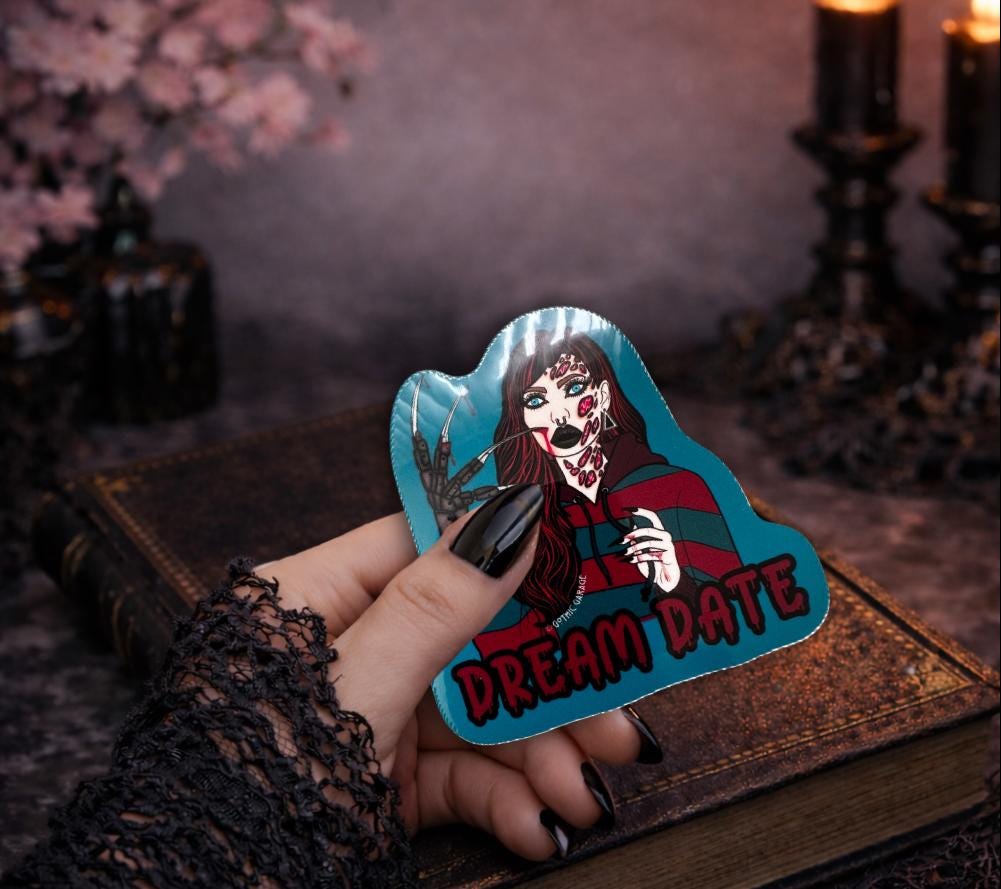 Female Horror Villain Sticker: Waterproof Die Cut, Gore-Geek Gift (Glossy or Holographic)
