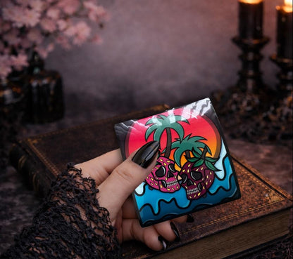 Florida Strawberry Skull Sticker: Gothic Beach Sunset, Waterproof Vinyl