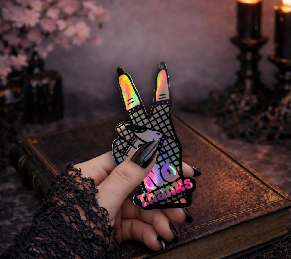 Gothic Hand Waterproof Sticker: Punk Princess No Thanks Vinyl Decal