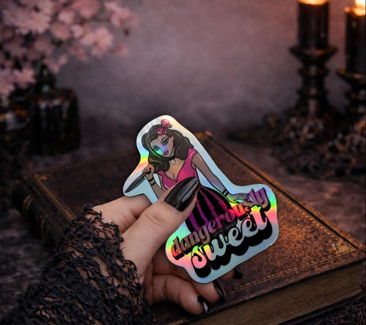 Gothic Pin-Up Girl Sticker: Dangerously Sweet, Waterproof Vinyl