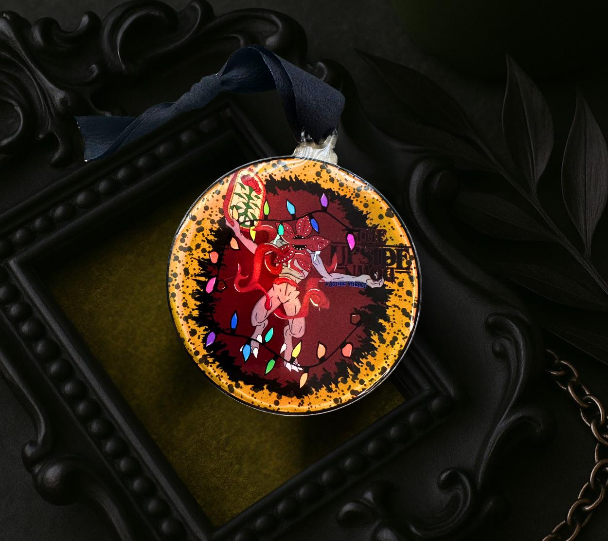 Upside Down Demogorgon Ornament, Gothic Horror Decor, Holographic Acrylic Hanging Art