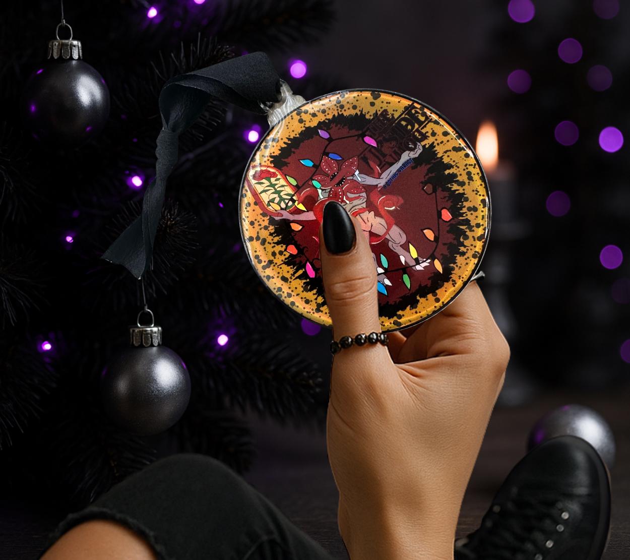 Upside Down Demogorgon Ornament, Gothic Horror Decor, Holographic Acrylic Hanging Art