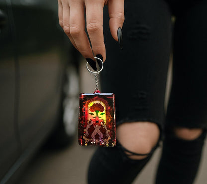 Demogorgon Stained Glass Keychain – Horror Gothic Acrylic Keychain