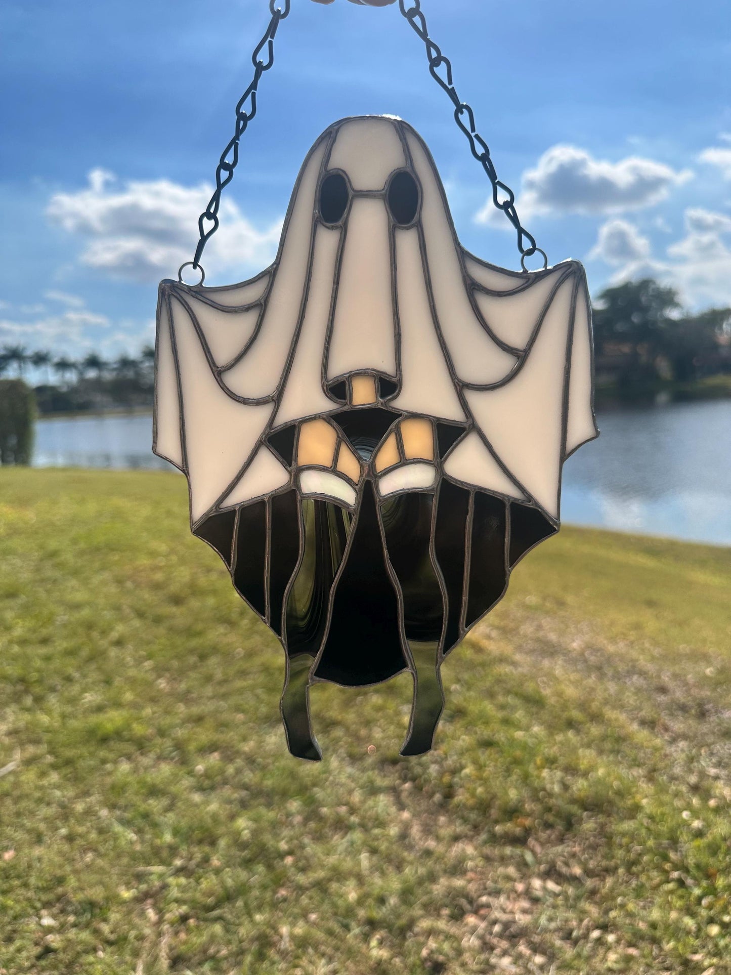 Sexy Female Ghost Stained Glass Suncatcher, Pin Up Spooky Boudoir Decor