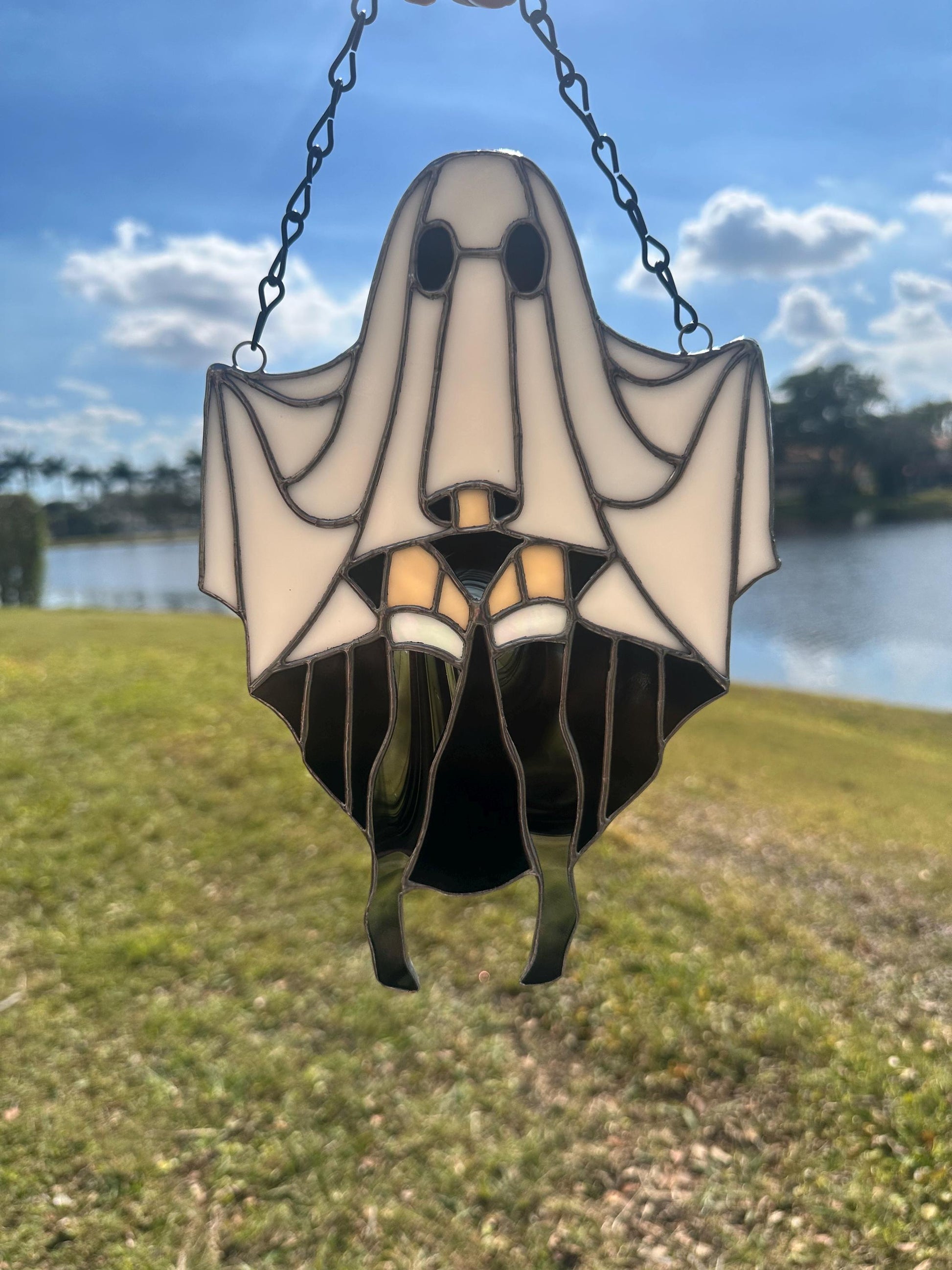 Sexy Female Ghost Stained Glass Suncatcher, Pin Up Spooky Boudoir Decor